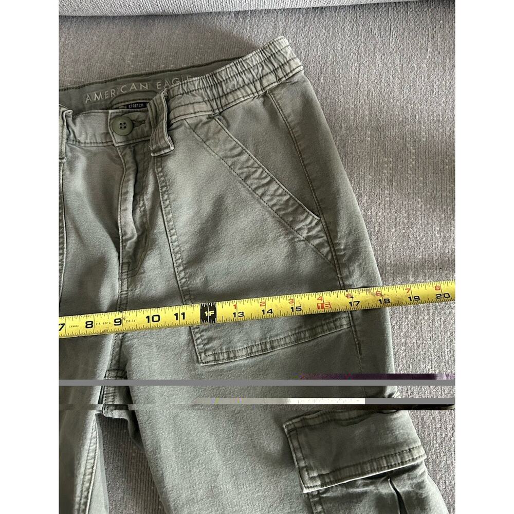 American Eagle Women's Green Cargo Pants 90 S Grunge Sz 6 Utility Boho Stretch - Picture 7 of 12